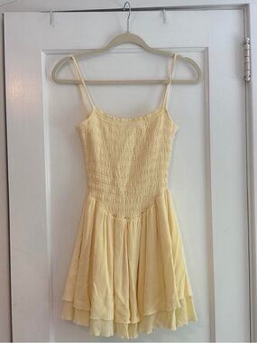 Garage Butter Yellow Strap Dress with Built in Shorts